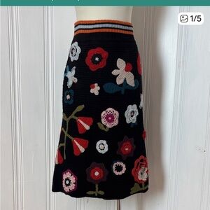 RED Valentino Black Multicolor Floral Midi Skirt.Rare